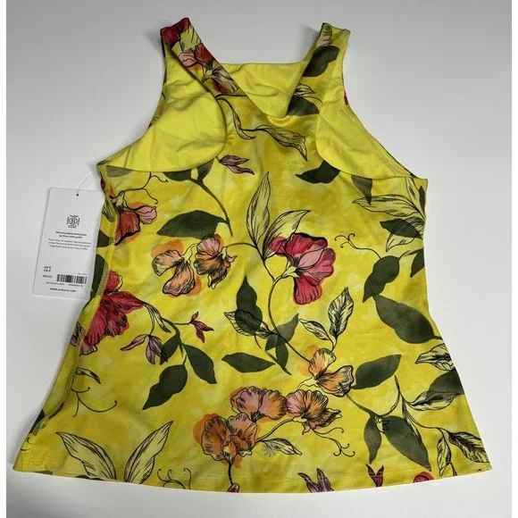 Athleta Conscious Support Iris Floral Yellow Racerback Athletic Top Small New - Picture 3 of 8